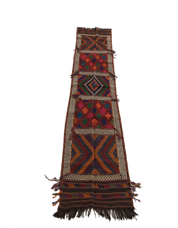 Detail image of 2' x 7'  Hand Knotted Kilim Fars Persian Wool Runner Rug