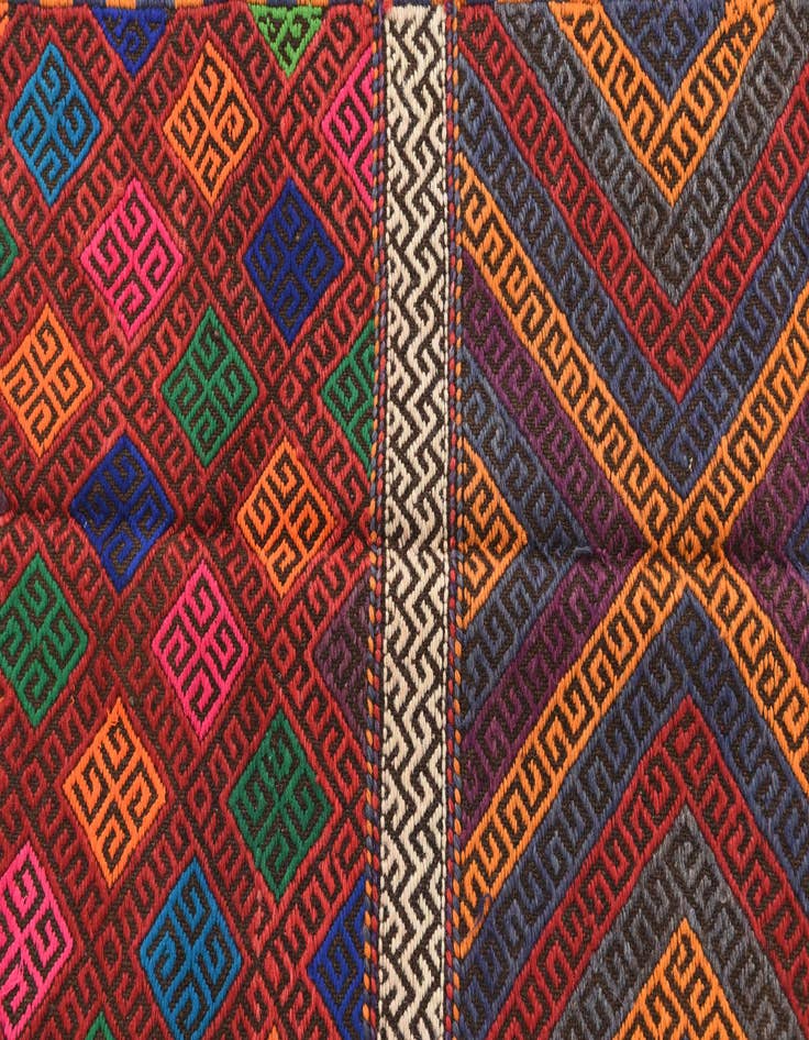 Detail image of 2' x 7'  Hand Knotted Kilim Fars Persian Wool Runner Rug