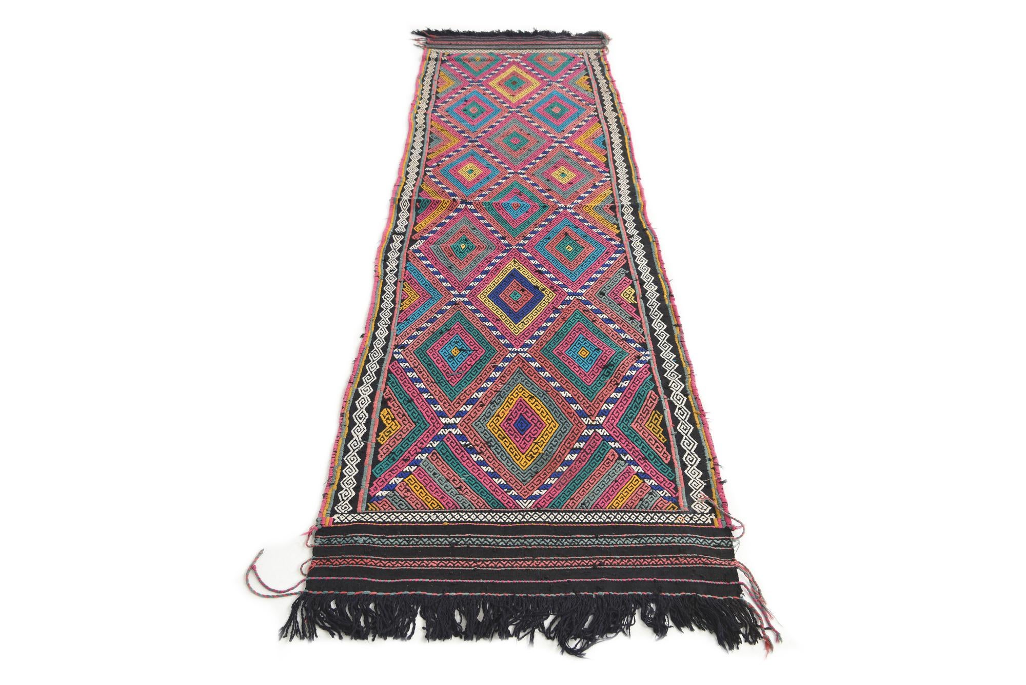 2' 3 x 8' 9 Hand Knotted Kilim Fars Persian Wool Runner Rug