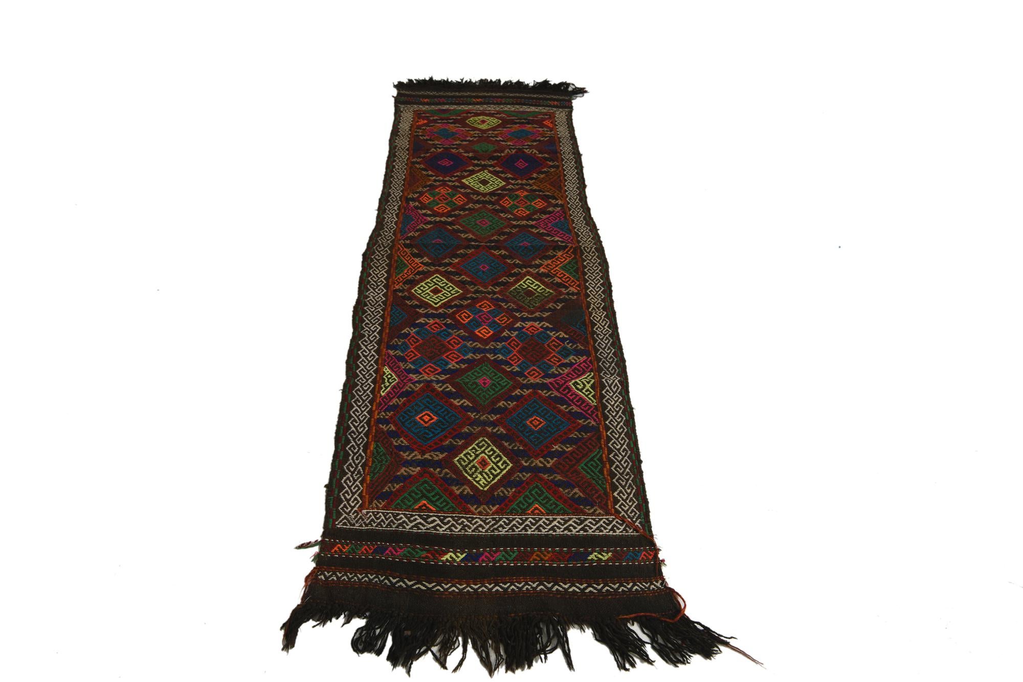 2' 2 x 7' 10 Hand Knotted Kilim Fars Persian Wool Runner Rug