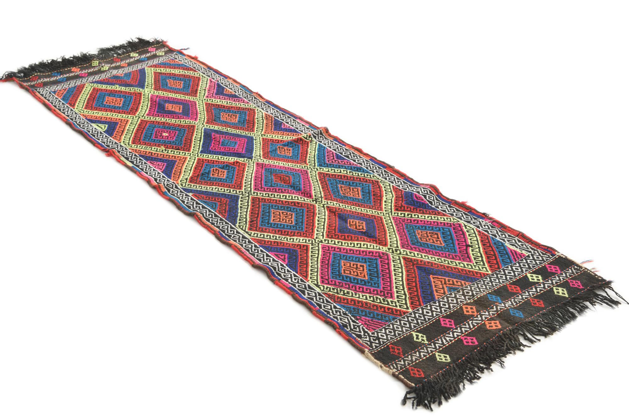 2' 2 x 7' Hand Knotted Kilim Fars Persian Wool Runner Rug