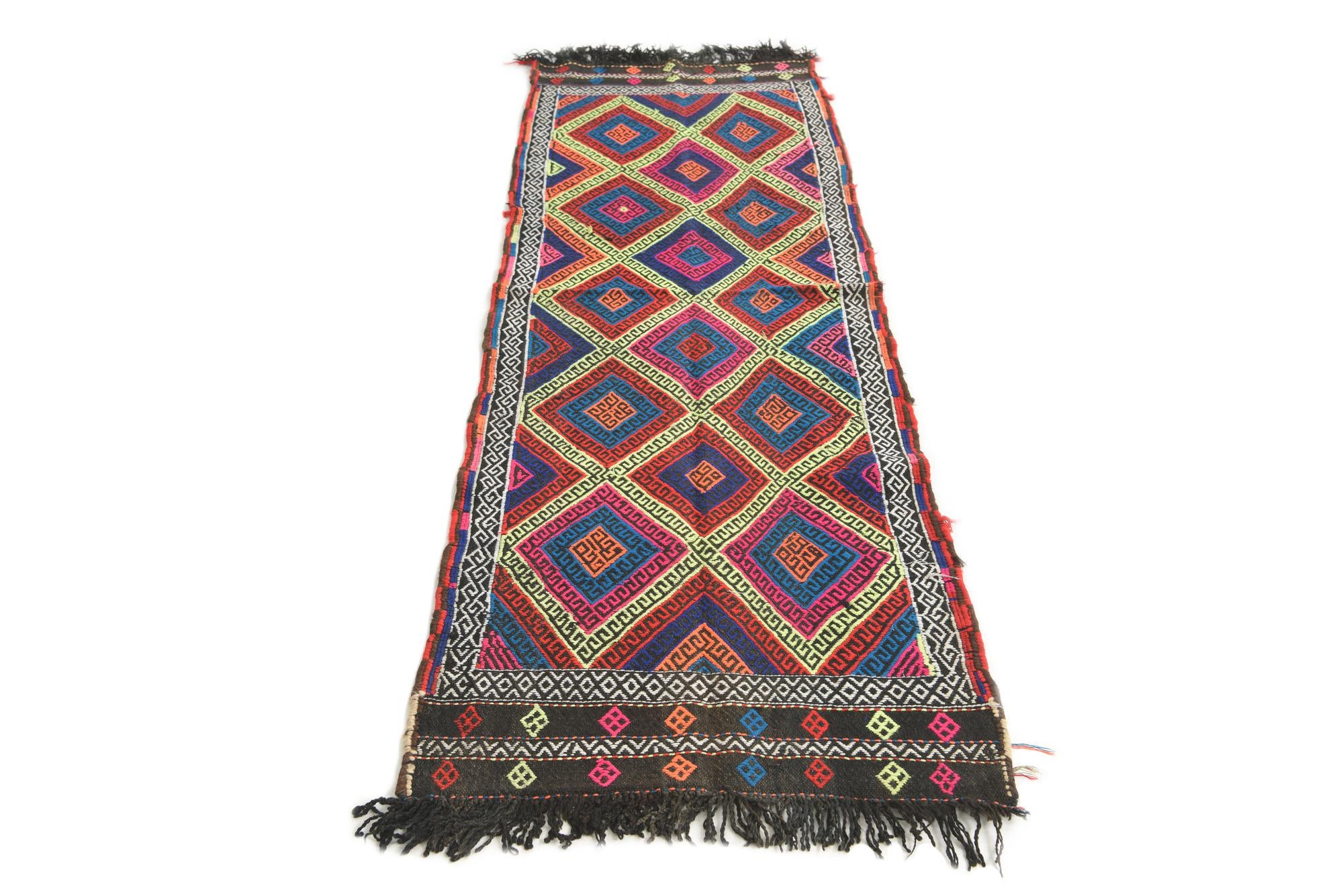 2' 2 x 7' Hand Knotted Kilim Fars Persian Wool Runner Rug