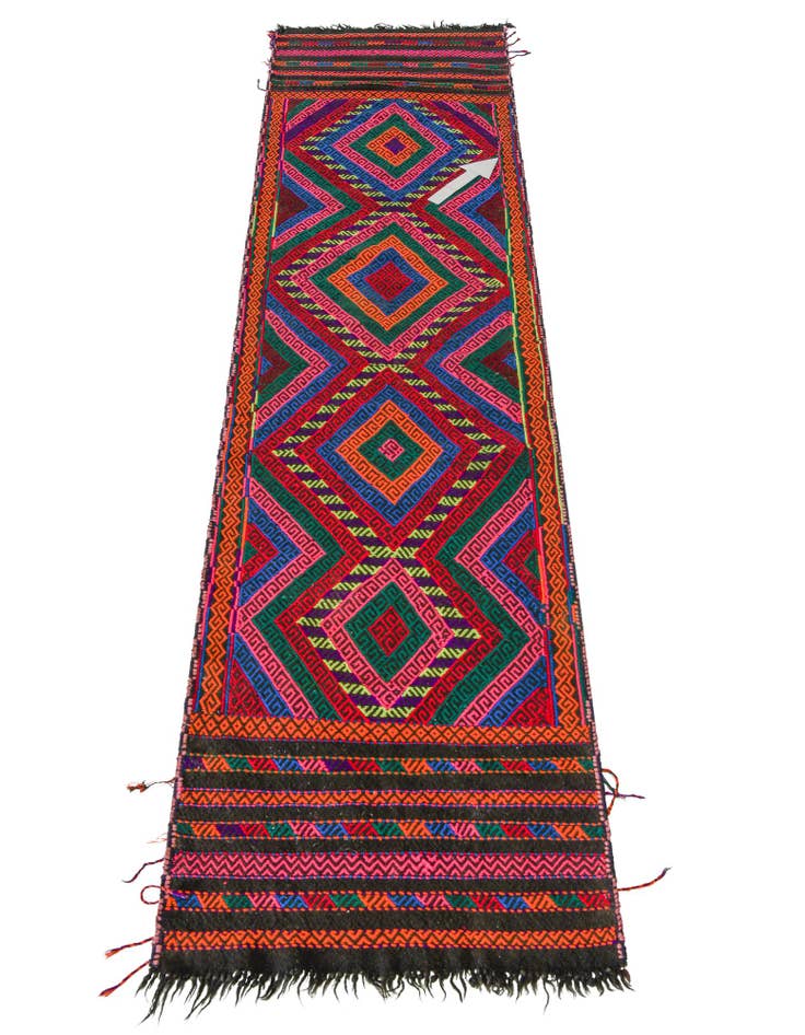 Detail image of 2' x 8' 4 Hand Knotted Kilim Fars Persian Wool Runner Rug