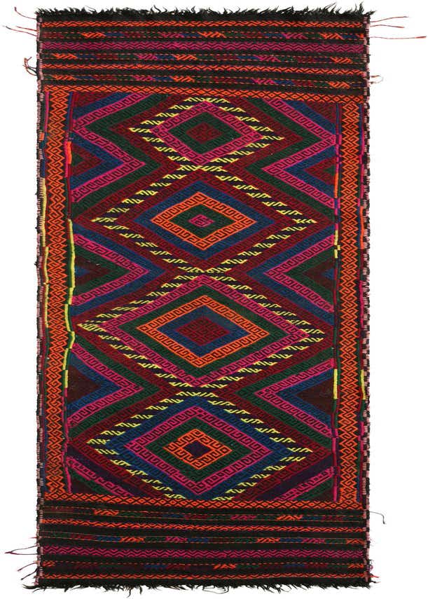 2' x 8' 4 Hand Knotted Kilim Fars Persian Wool Runner Rug