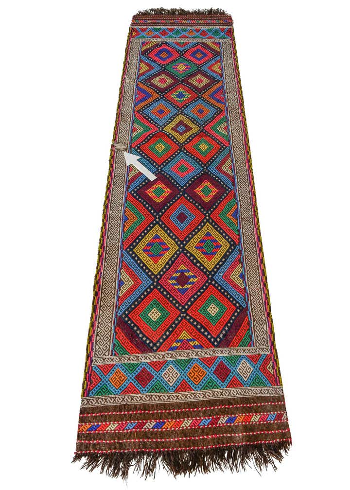 2' 4 x 8' 10 Hand Knotted Kilim Fars Persian Wool Runner Rug