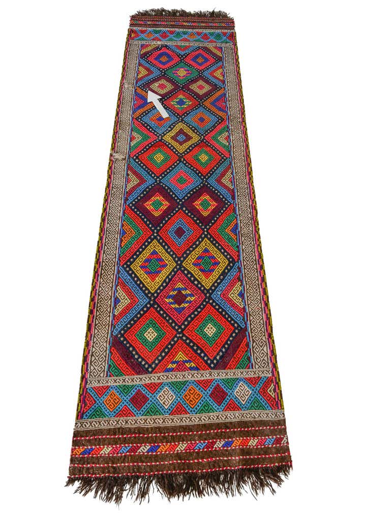 2' 4 x 8' 10 Hand Knotted Kilim Fars Persian Wool Runner Rug