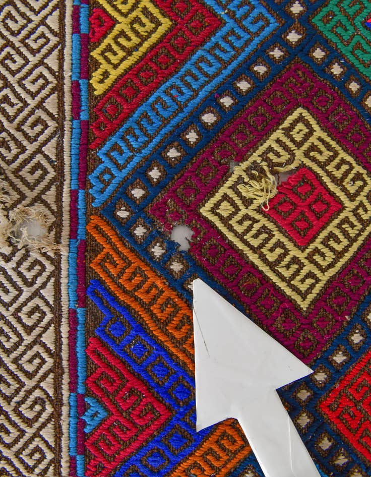 Detail image of 2' 4 x 8' 10 Hand Knotted Kilim Fars Persian Wool Runner Rug