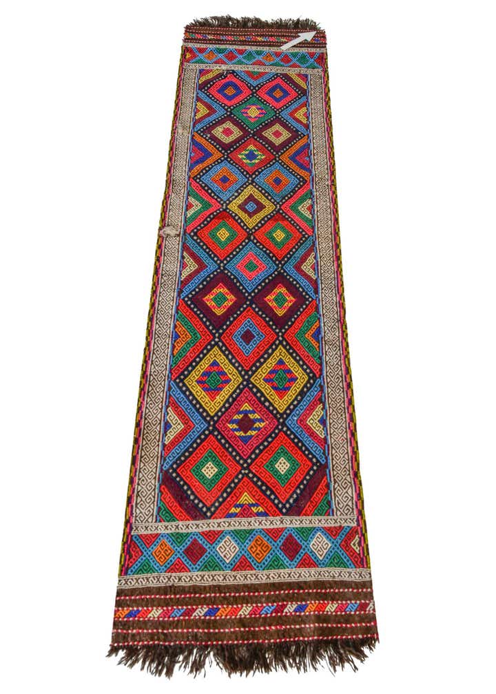 2' 4 x 8' 10 Hand Knotted Kilim Fars Persian Wool Runner Rug