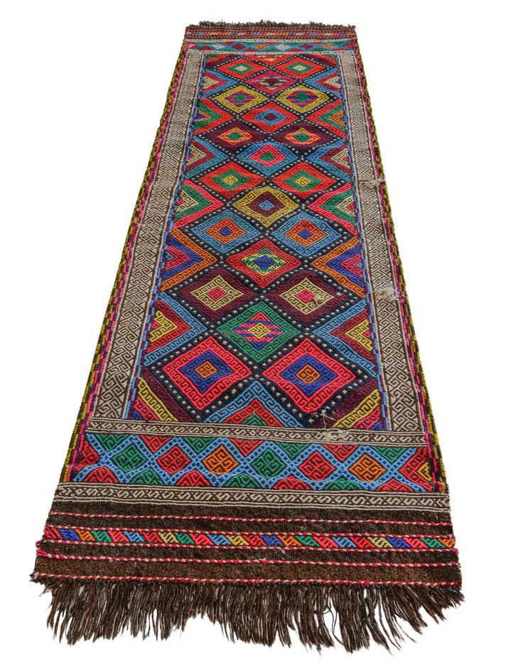 Detail image of 2' 4 x 8' 10 Hand Knotted Kilim Fars Persian Wool Runner Rug