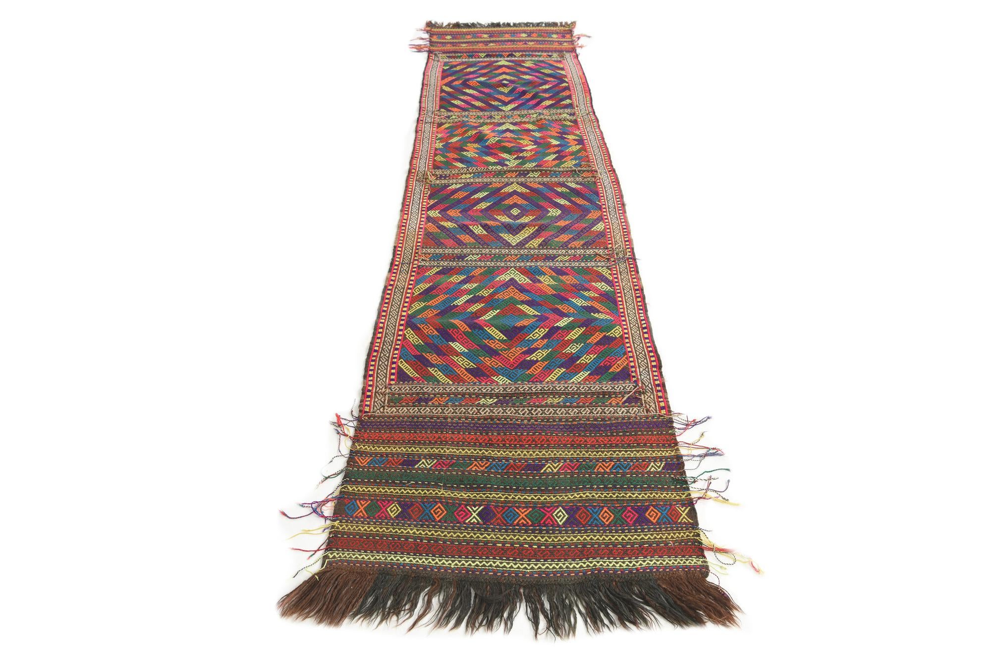 2' 3 x 10' 2 Hand Knotted Kilim Fars Persian Wool Runner Rug