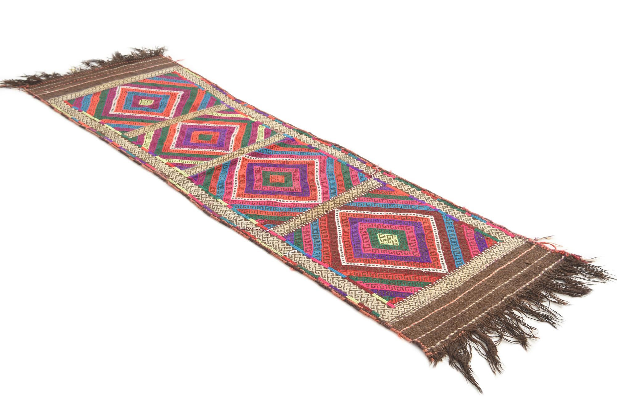 2' 2 x 7' 6 Hand Knotted Kilim Fars Persian Wool Runner Rug