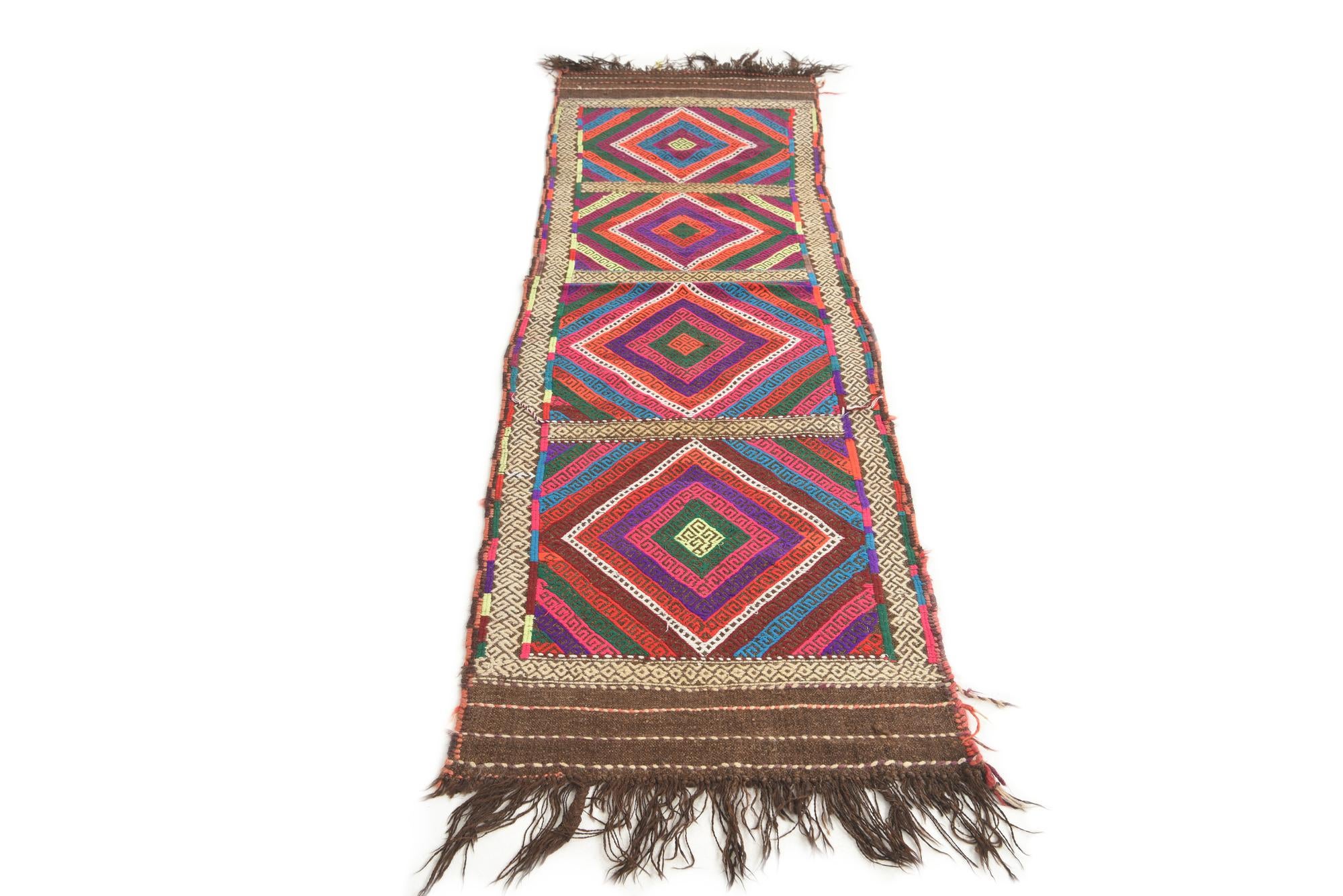2' 2 x 7' 6 Hand Knotted Kilim Fars Persian Wool Runner Rug