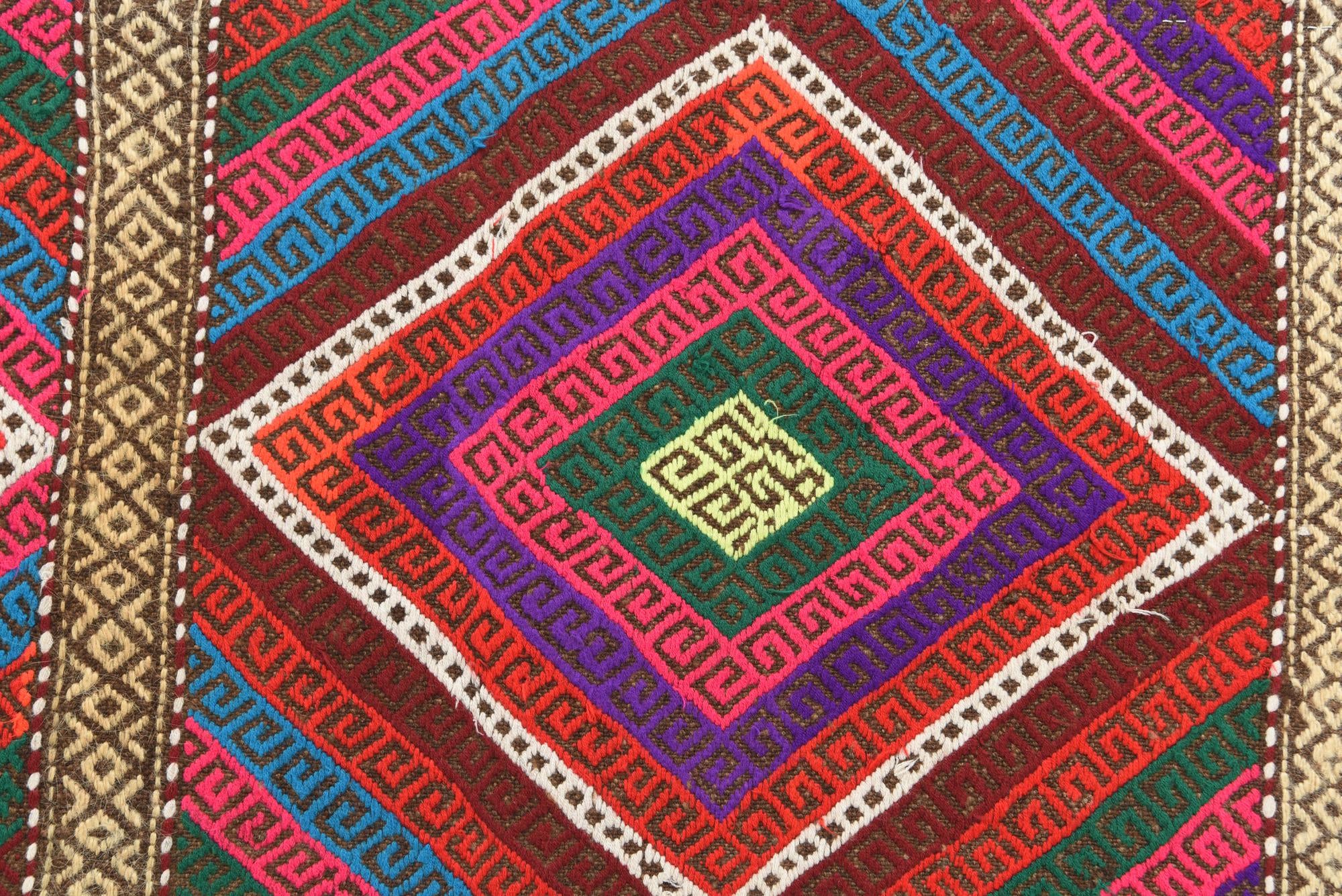 2' 2 x 7' 6 Hand Knotted Kilim Fars Persian Wool Runner Rug