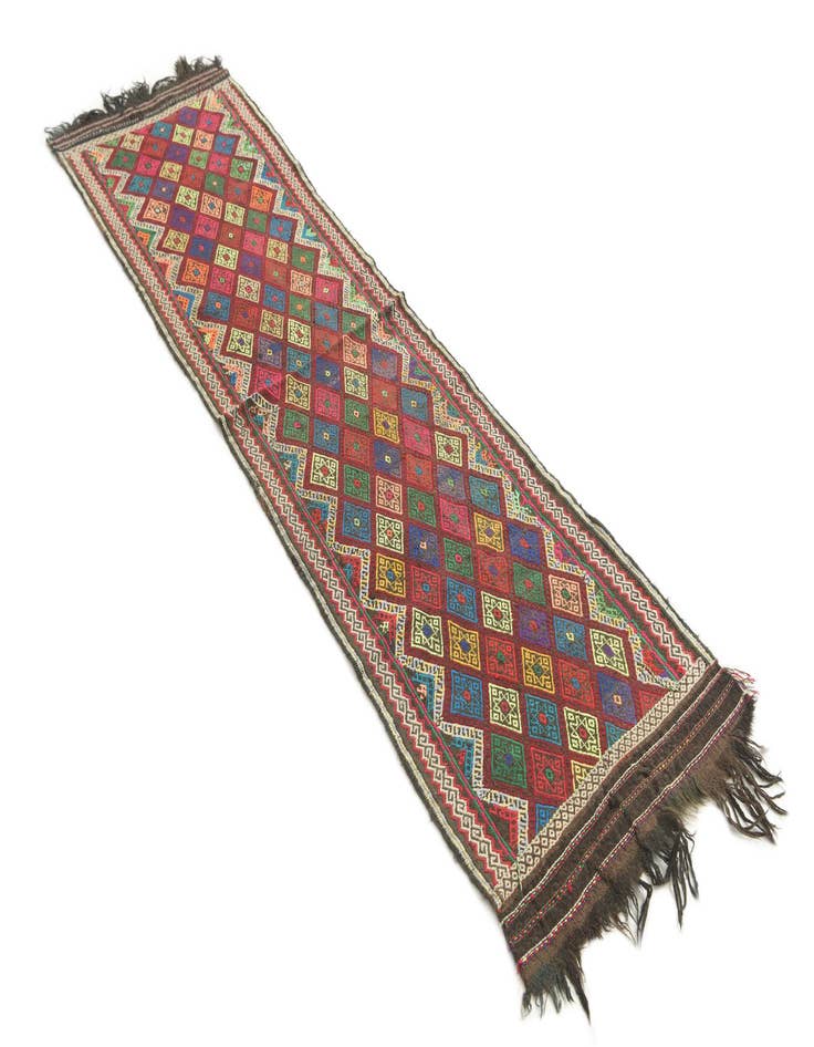 Detail image of 2' x 7' 7  Hand Knotted Kilim Fars Persian Wool Runner Rug