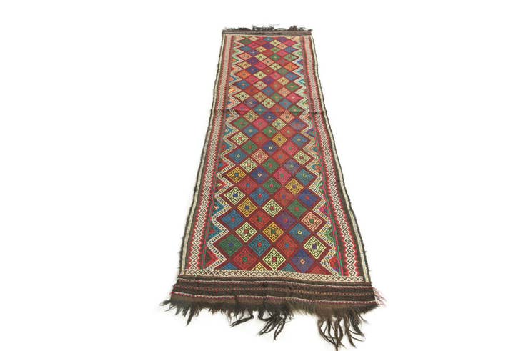 Detail image of 2' x 7' 7 Hand Knotted Kilim Fars Persian Wool Runner Rug