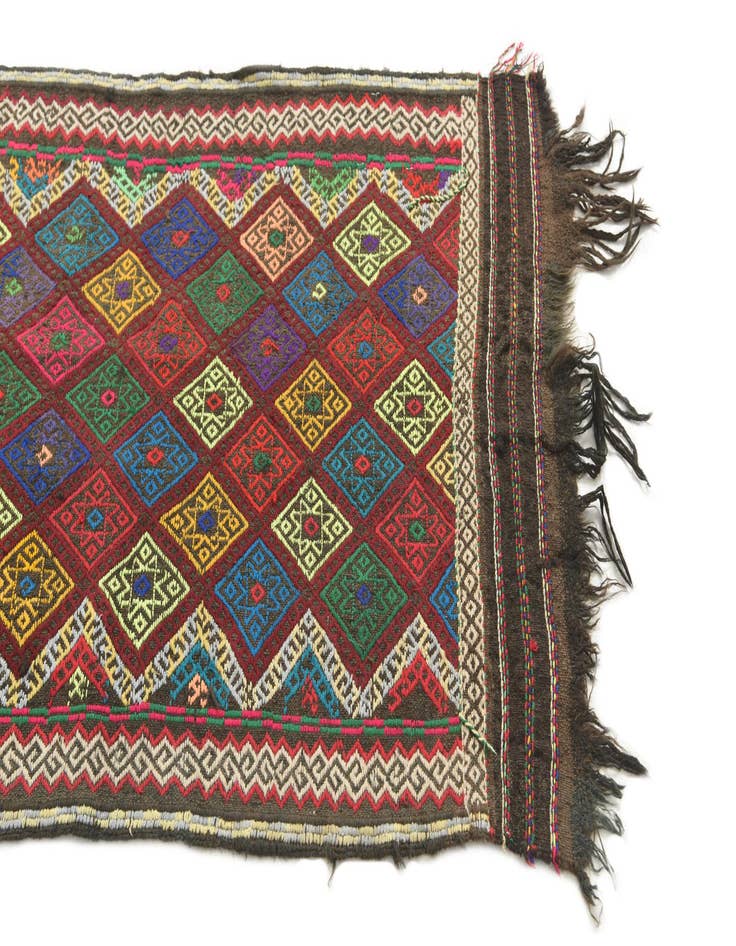 Detail image of 2' x 7' 7  Hand Knotted Kilim Fars Persian Wool Runner Rug