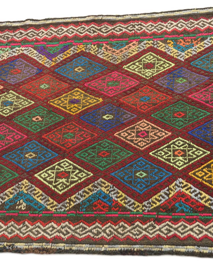 Detail image of 2' x 7' 7  Hand Knotted Kilim Fars Persian Wool Runner Rug