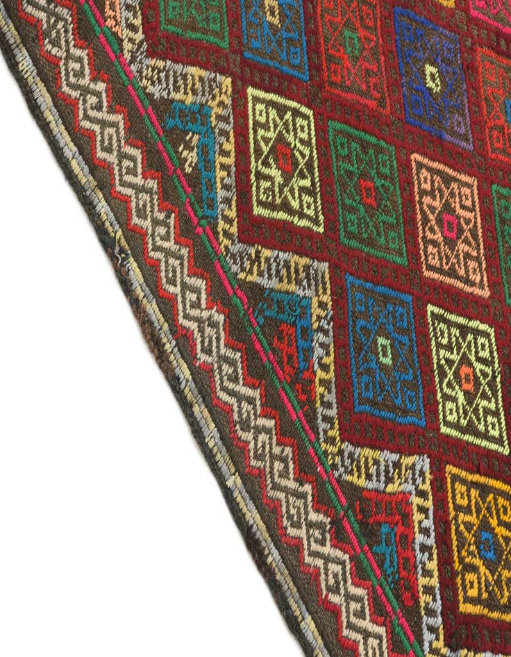 Detail image of 2' x 7' 7  Hand Knotted Kilim Fars Persian Wool Runner Rug