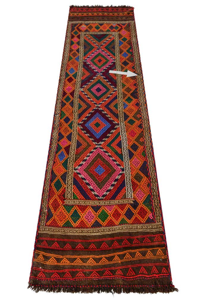 2' 3 x 8' 7 Hand Knotted Kilim Fars Persian Wool Runner Rug