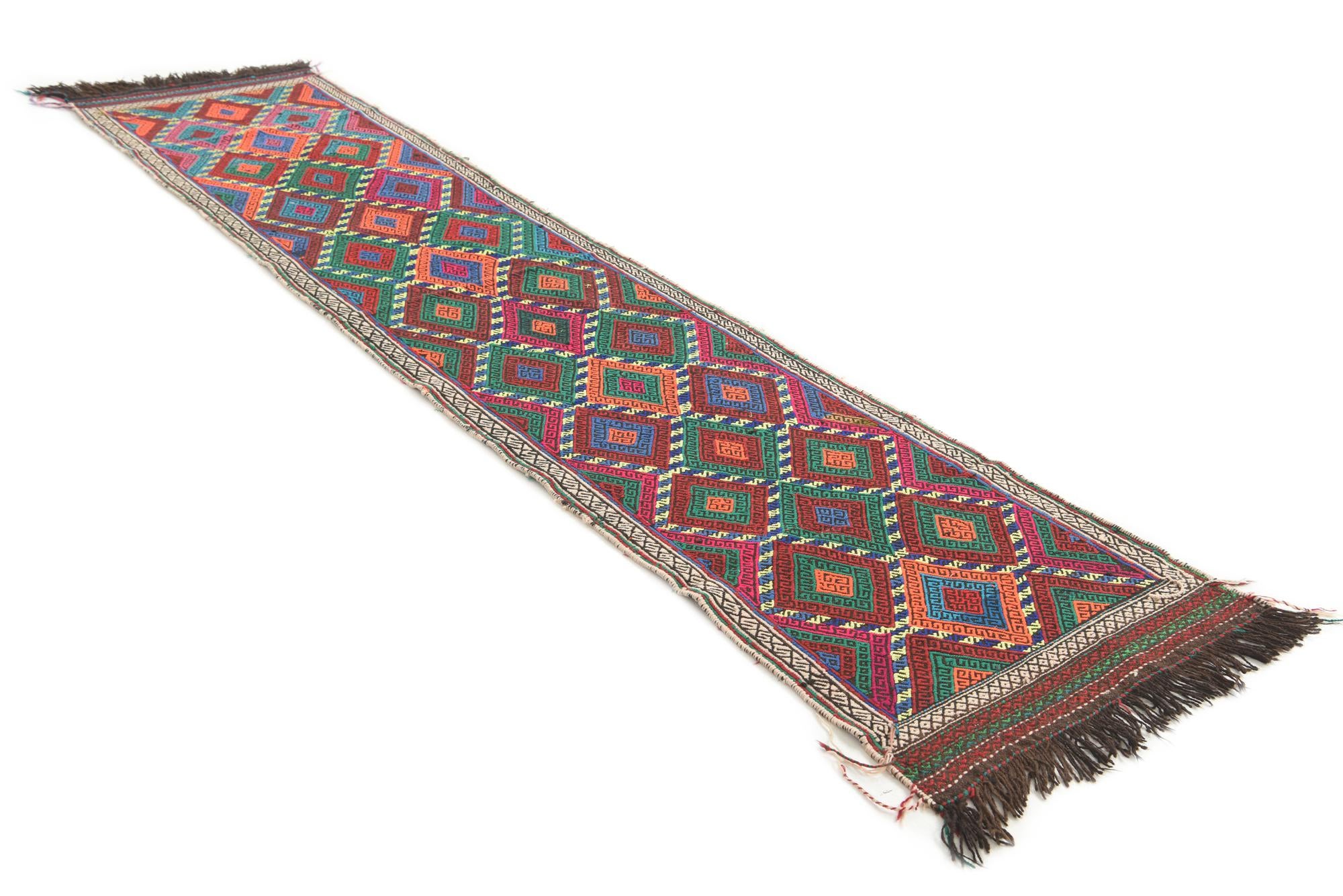 2' 3 x 10' 5 Hand Knotted Kilim Fars Persian Wool Runner Rug