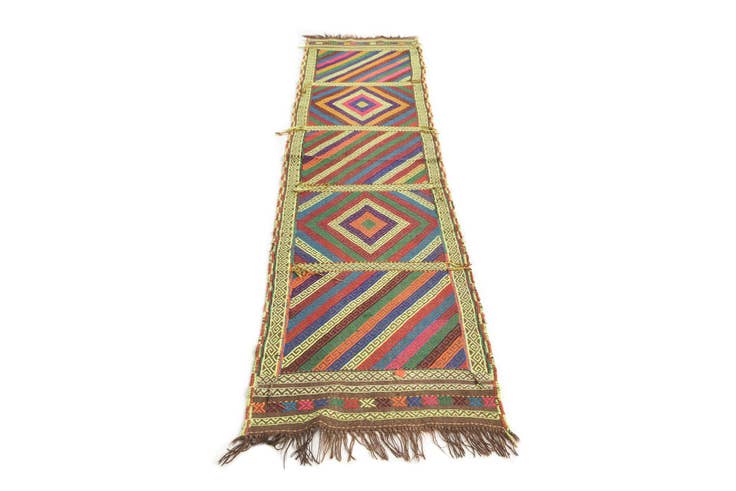 Detail image of 1' 10 x 8' Hand Knotted Kilim Fars Persian Wool Runner Rug