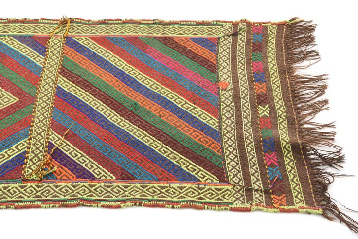 Detail image of 1' 10 x 8' Hand Knotted Kilim Fars Persian Wool Runner Rug
