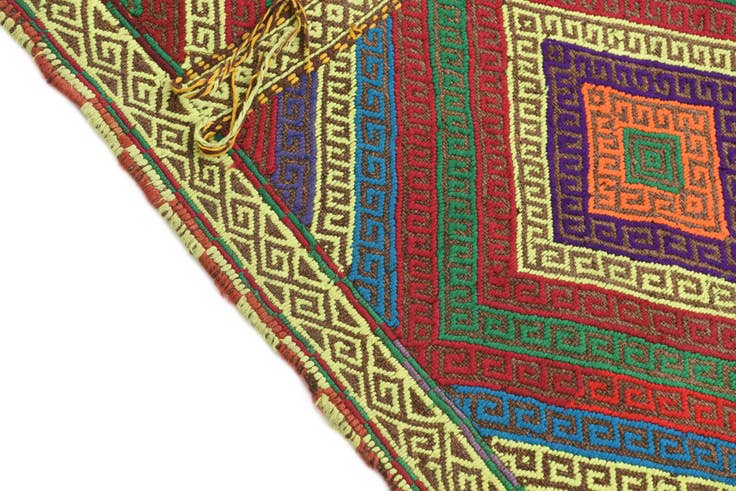 Detail image of 1' 10 x 8' Hand Knotted Kilim Fars Persian Wool Runner Rug
