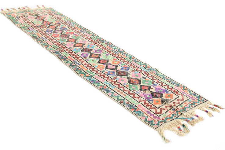 Detail image of 2' 5 x 9' Hand Knotted kilim Fars Persian Wool Runner Rug