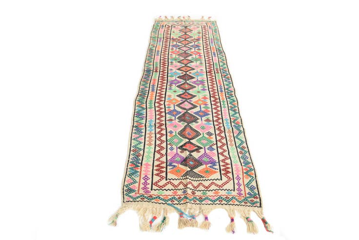 Detail image of 2' 5 x 9' Hand Knotted kilim Fars Persian Wool Runner Rug