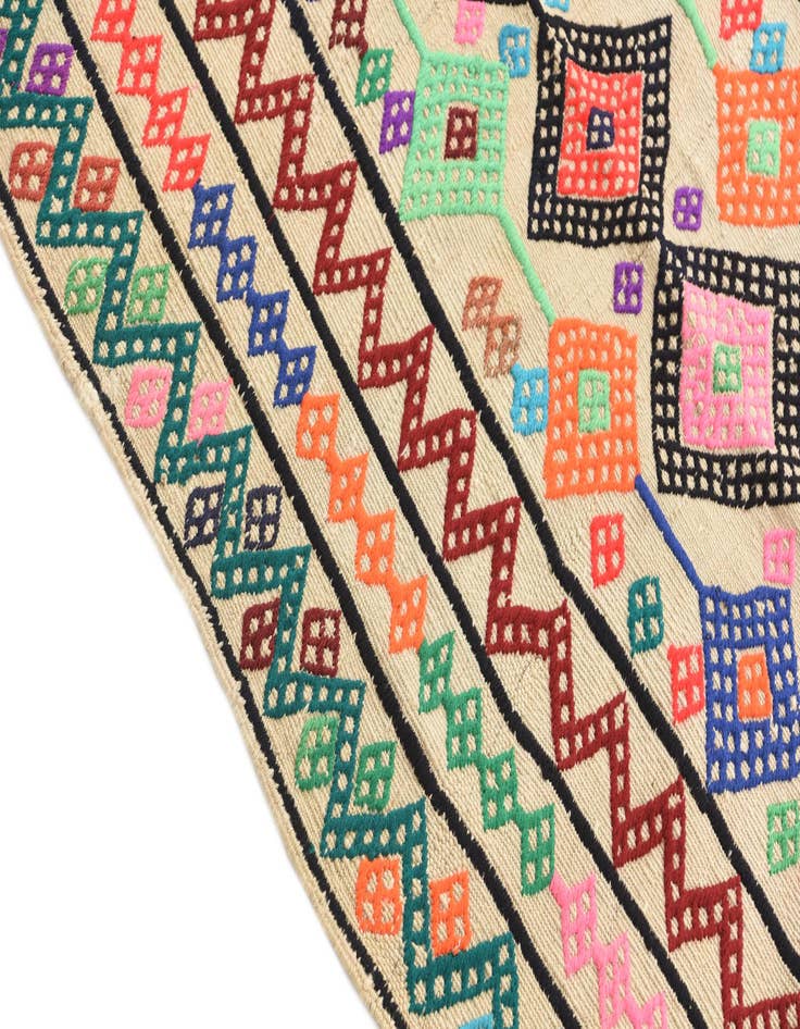 Detail image of 2' 5 x 9'  Hand Knotted kilim Fars Persian Wool Runner Rug