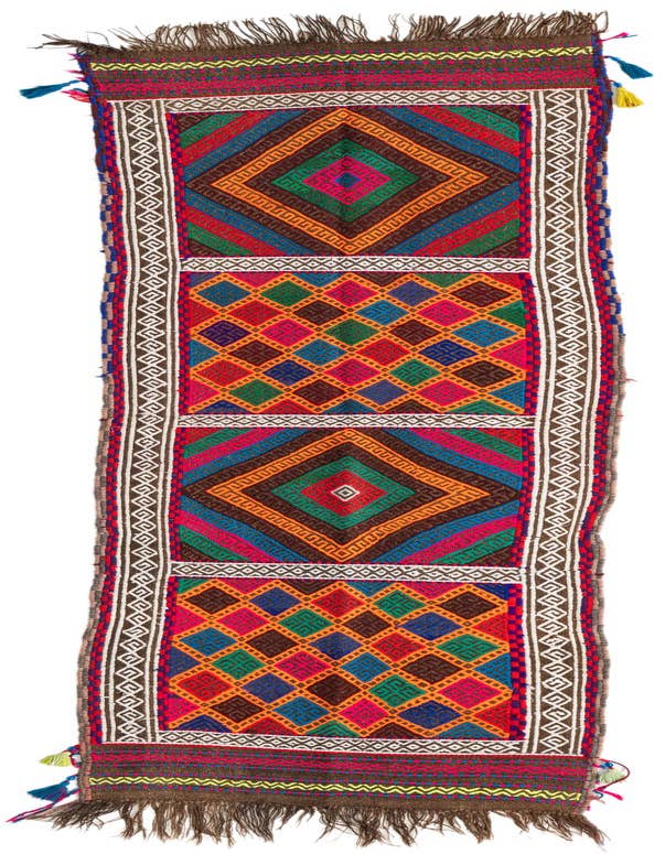 Detail image of 2' 1 x 7' 9 Hand Knotted Kilim Fars Persian Wool Runner Rug