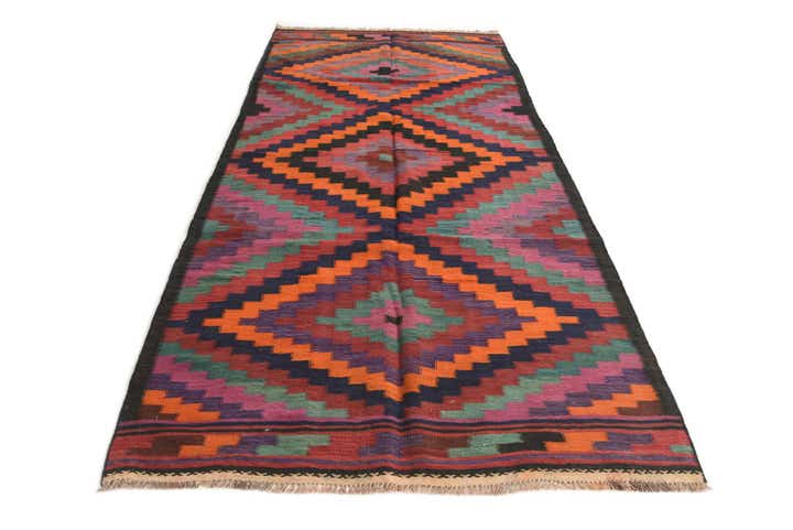 4' 3 x 10' Hand Woven kilim Fars Wool Runner Rug