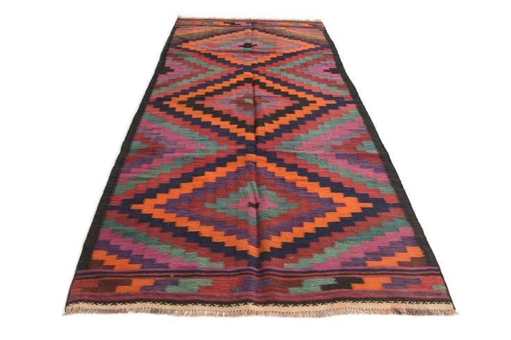 Detail image of 4' 3 x 10' Hand Woven kilim Fars Wool Runner Rug