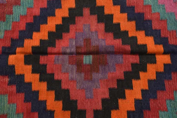 4' 3 x 10' Hand Woven kilim Fars Wool Runner Rug