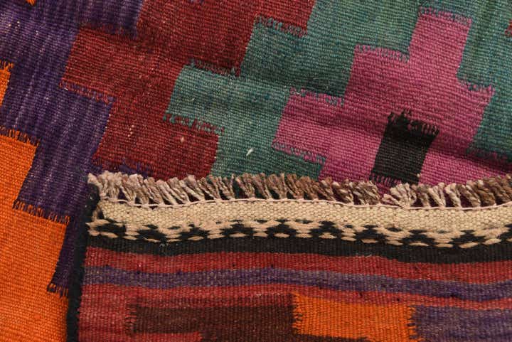 4' 3 x 10' Hand Woven kilim Fars Wool Runner Rug