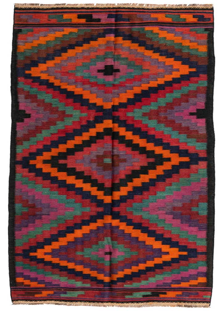 4' 3 x 10' Hand Woven kilim Fars Wool Runner Rug