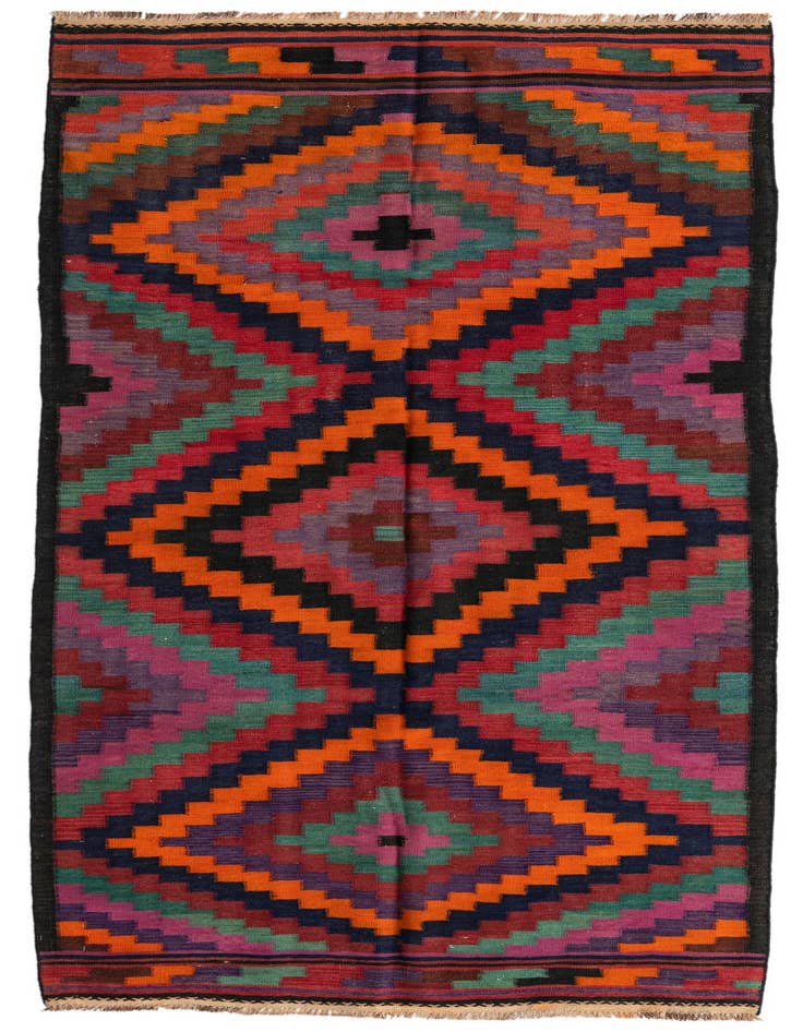 Detail image of 4' 3 x 10' Hand Woven kilim Fars Wool Runner Rug
