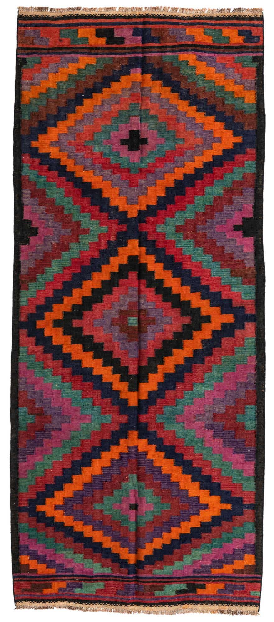 4' 3 x 10' Hand Woven kilim Fars Wool Runner Rug