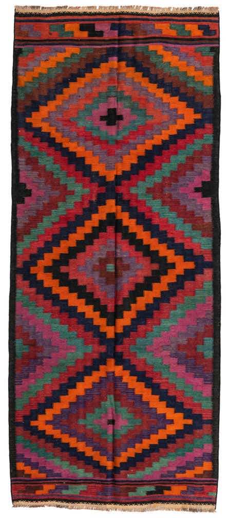 4' 3 x 10' Hand Woven kilim Fars Wool Runner Rug