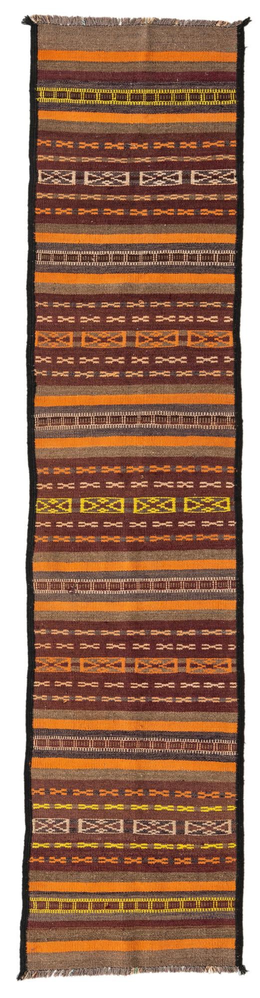 2' 4 x 10' 1 Hand Woven Kilim Fars Wool Runner Rug