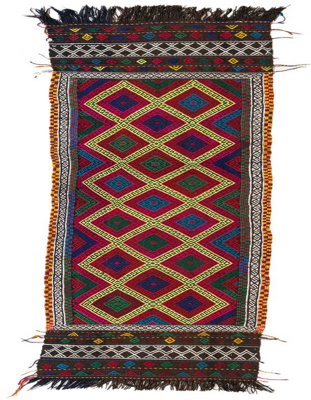 Detail image of 2' 5 x 9' 10 Hand Woven Kilim Fars Wool Runner Rug