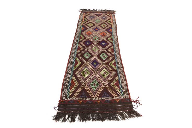 Detail image of 2' 3 x 8' 5 Hand Woven Kilim Fars Wool Runner Rug