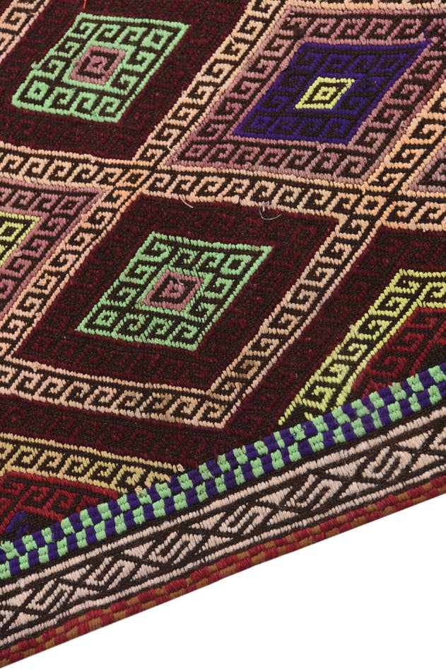 Detail image of 2' 3 x 8' 5 Hand Woven Kilim Fars Wool Runner Rug