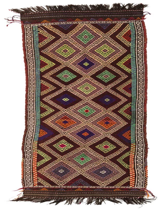 Detail image of 2' 3 x 8' 5 Hand Woven Kilim Fars Wool Runner Rug