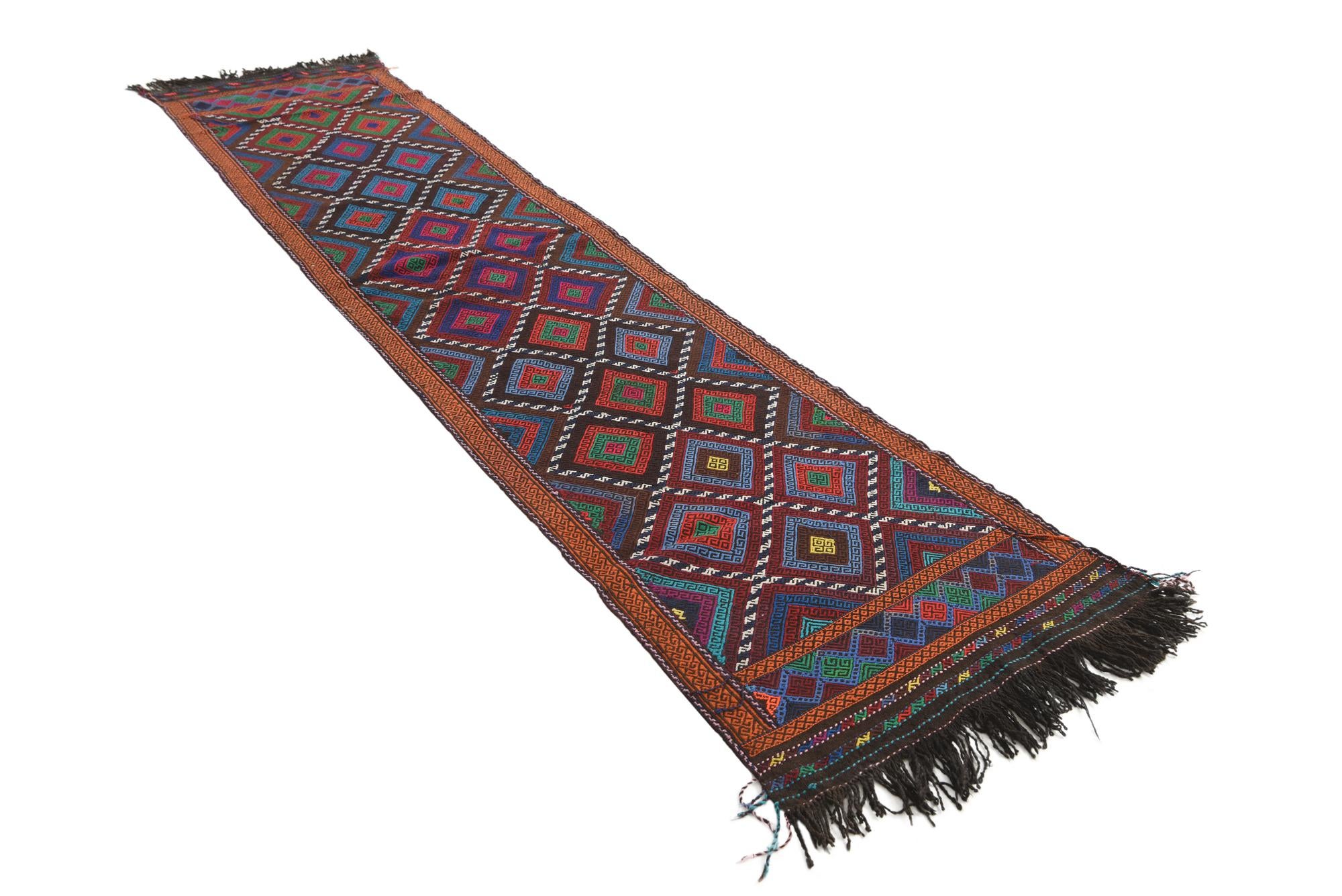 2' 6 x 11' Hand Woven Kilim Fars Wool Runner Rug
