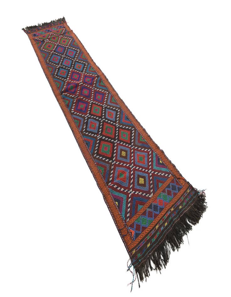 Detail image of 2' 6 x 11'  Hand Woven Kilim Fars Wool Runner Rug