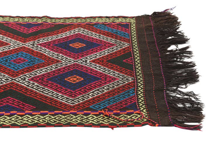 Detail image of 2' 5 x 11' 10 Hand Woven Kilim Fars Wool Runner Rug