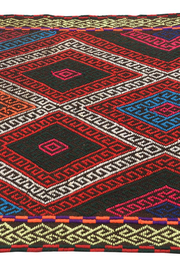 Detail image of 2' 5 x 11' 10 Hand Woven Kilim Fars Wool Runner Rug