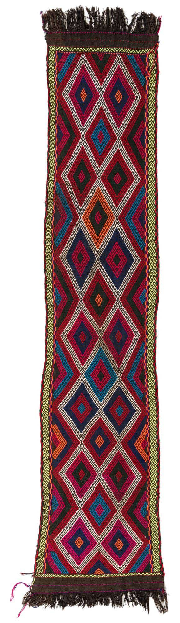 2' 5 x 11' 10 Hand Woven Kilim Fars Wool Runner Rug