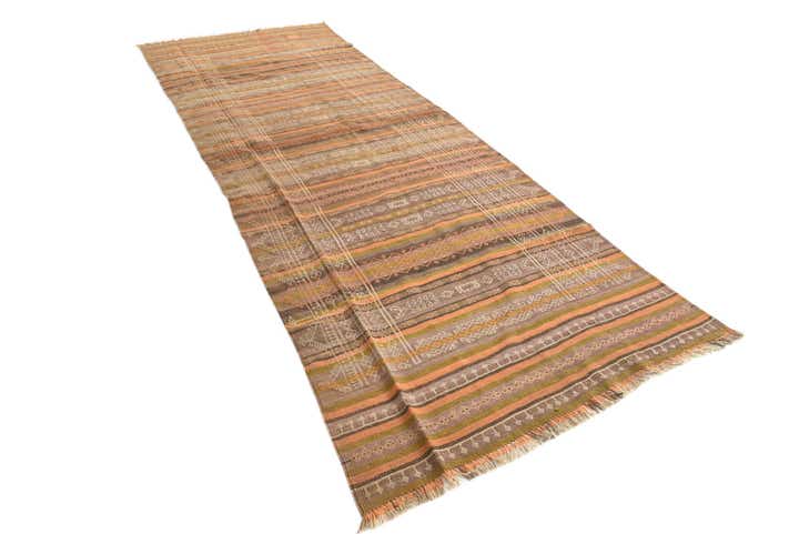4' 1 x 12' 1 Hand Woven Kilim Fars Wool Runner Rug